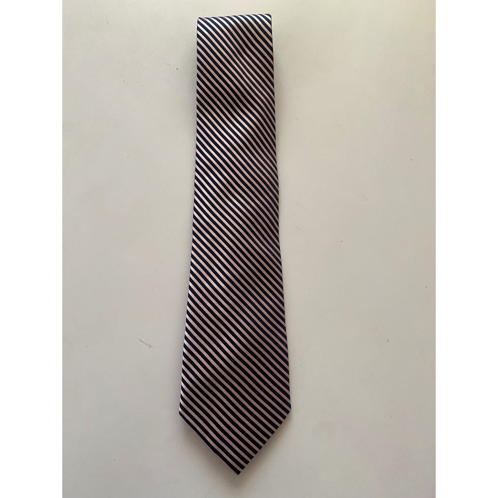 Nautica Mens Silk Necktie Navy Blue Pink Diagonal Striped Classic RN 121148